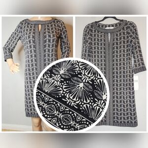 NWT Wisp Stretch Black printed dress.  3/4 sleeves. Size 4P